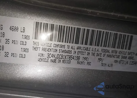 2019 Jeep Compass Limited 4X4 из США, поврежденный, VIN 3C4NJDCB1KT854198